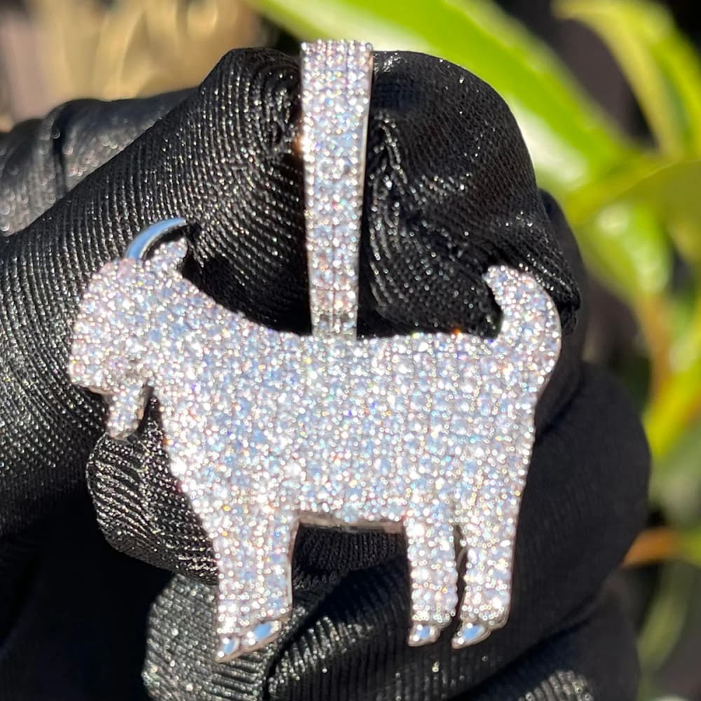 Iced Out Goat Pendant With Tennis Chain Necklace for Men